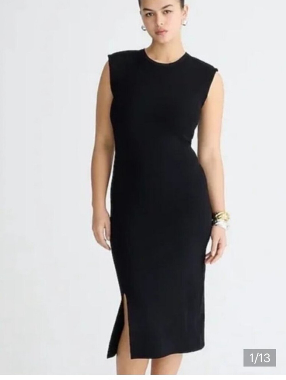 J. Crew Black Sleeveless Midi Sheath Sweater Dress Size XXL